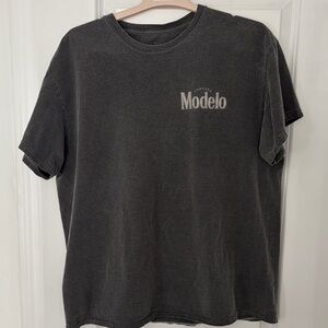 Modelo Washed Charcoal Gray Logo Short Sleeve Tee